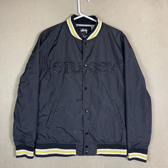 Stussy Jacket Adult Medium Black Souvenir Stadium Bomber Varsity Mens - Picture 1 of 13